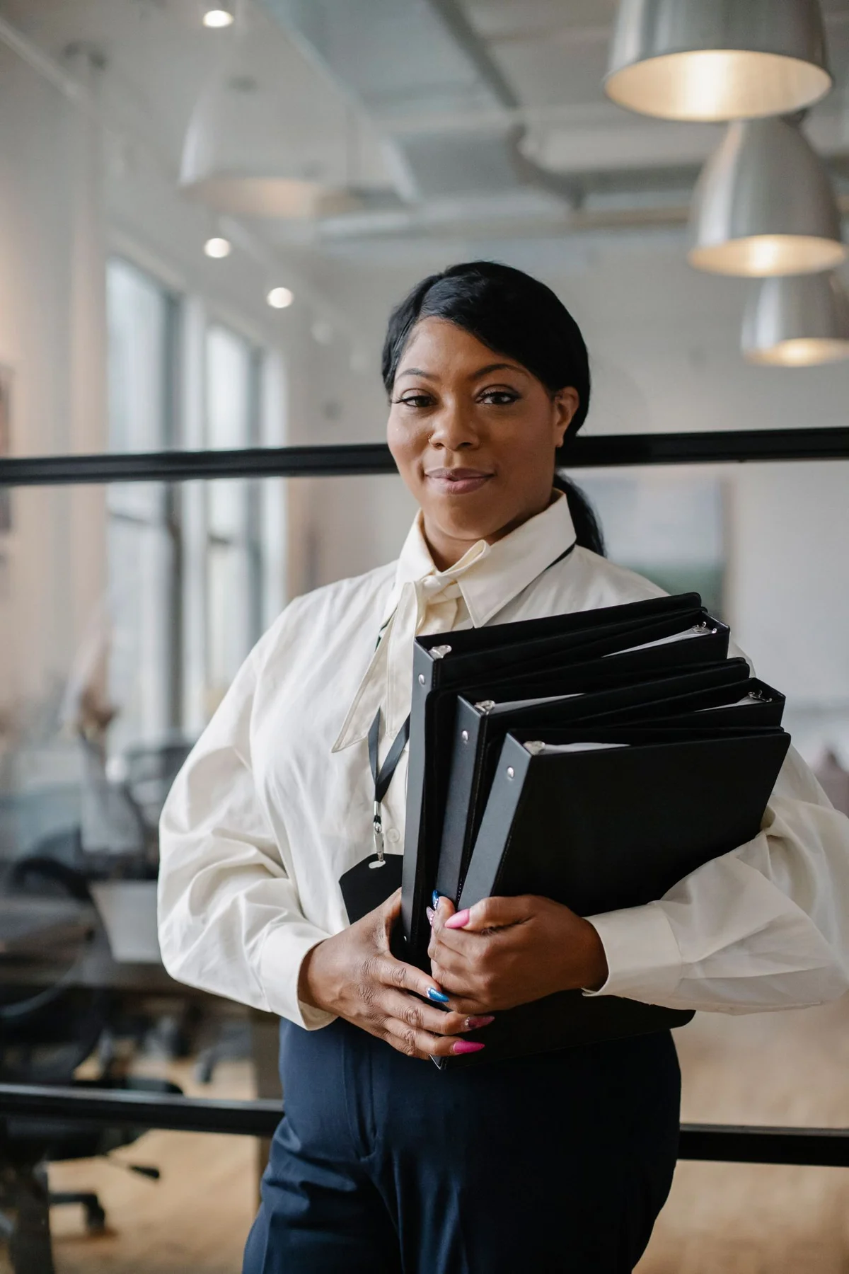 A professional carrying document folders
